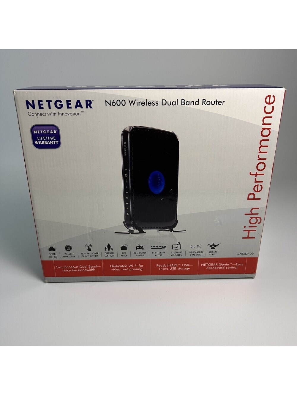 Netgear N600 Wireless Dual Band Router w/ Adapter and Ethernet Cable